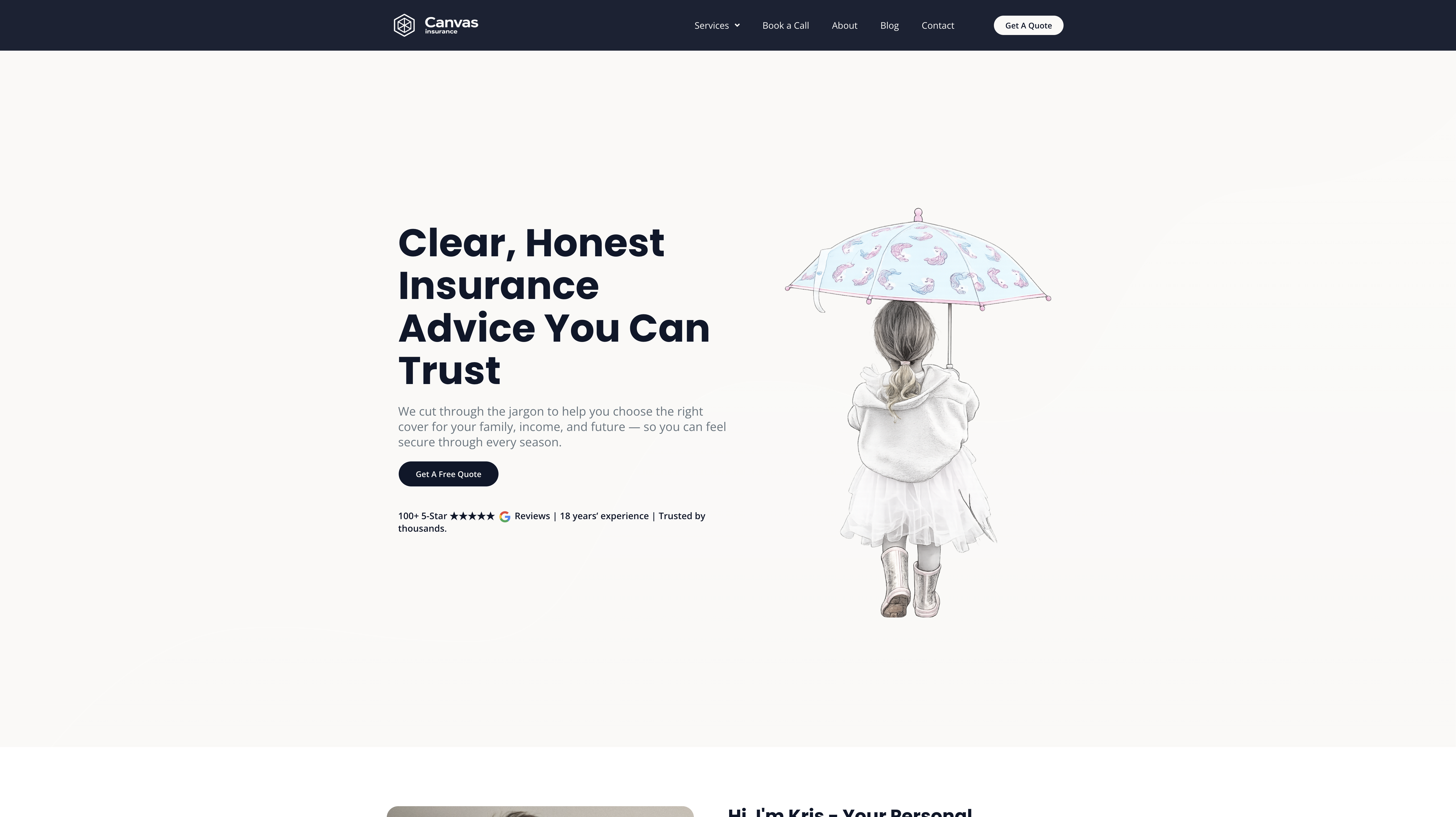 Canvas Insurance website screenshot