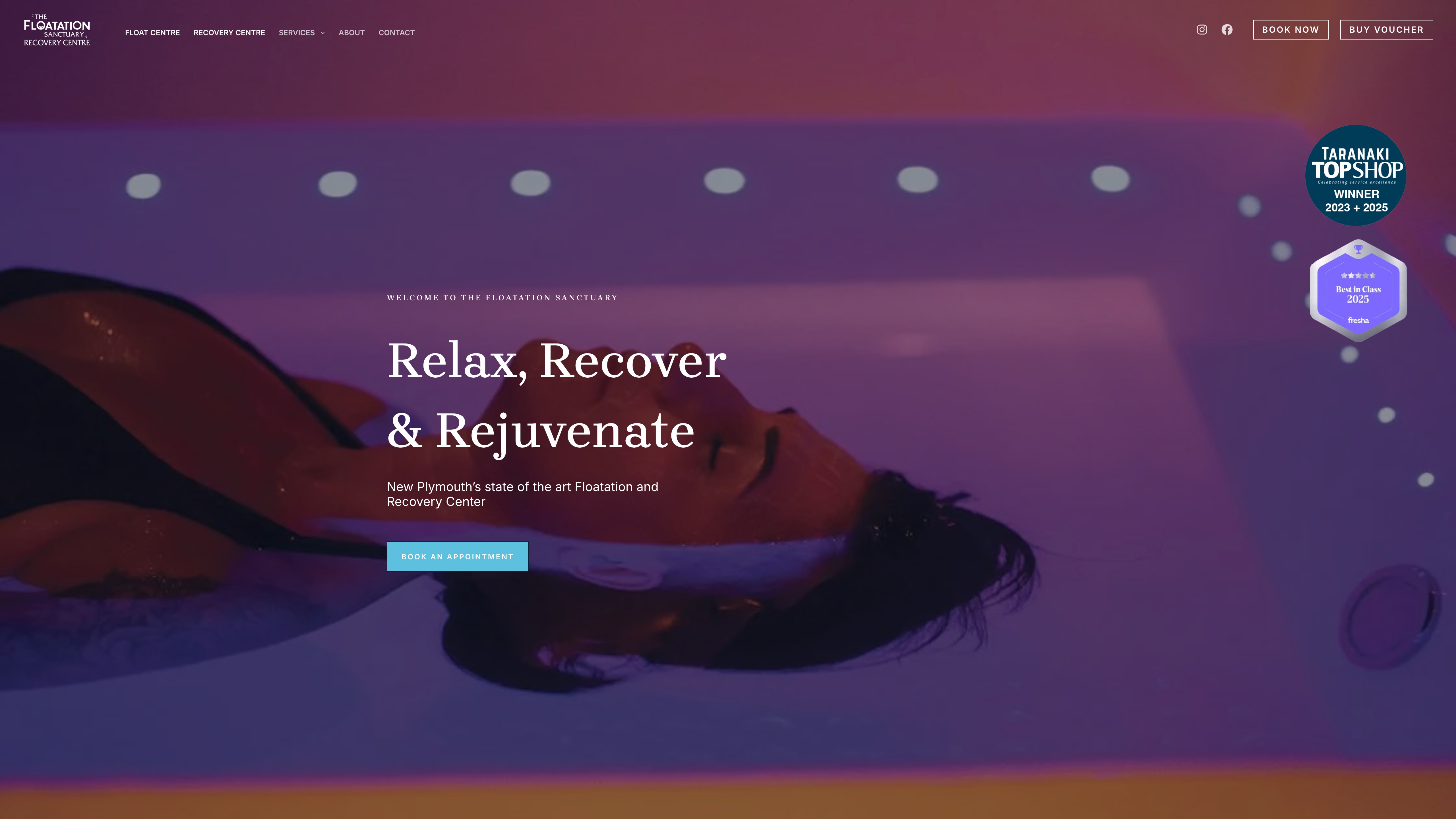 The Floatation Sanctuary website screenshot