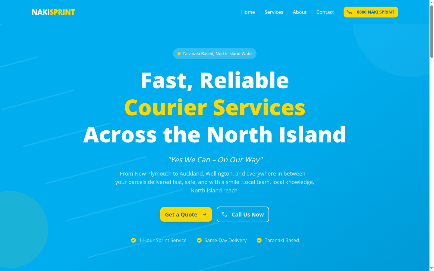 Naki Sprint Couriers website screenshot