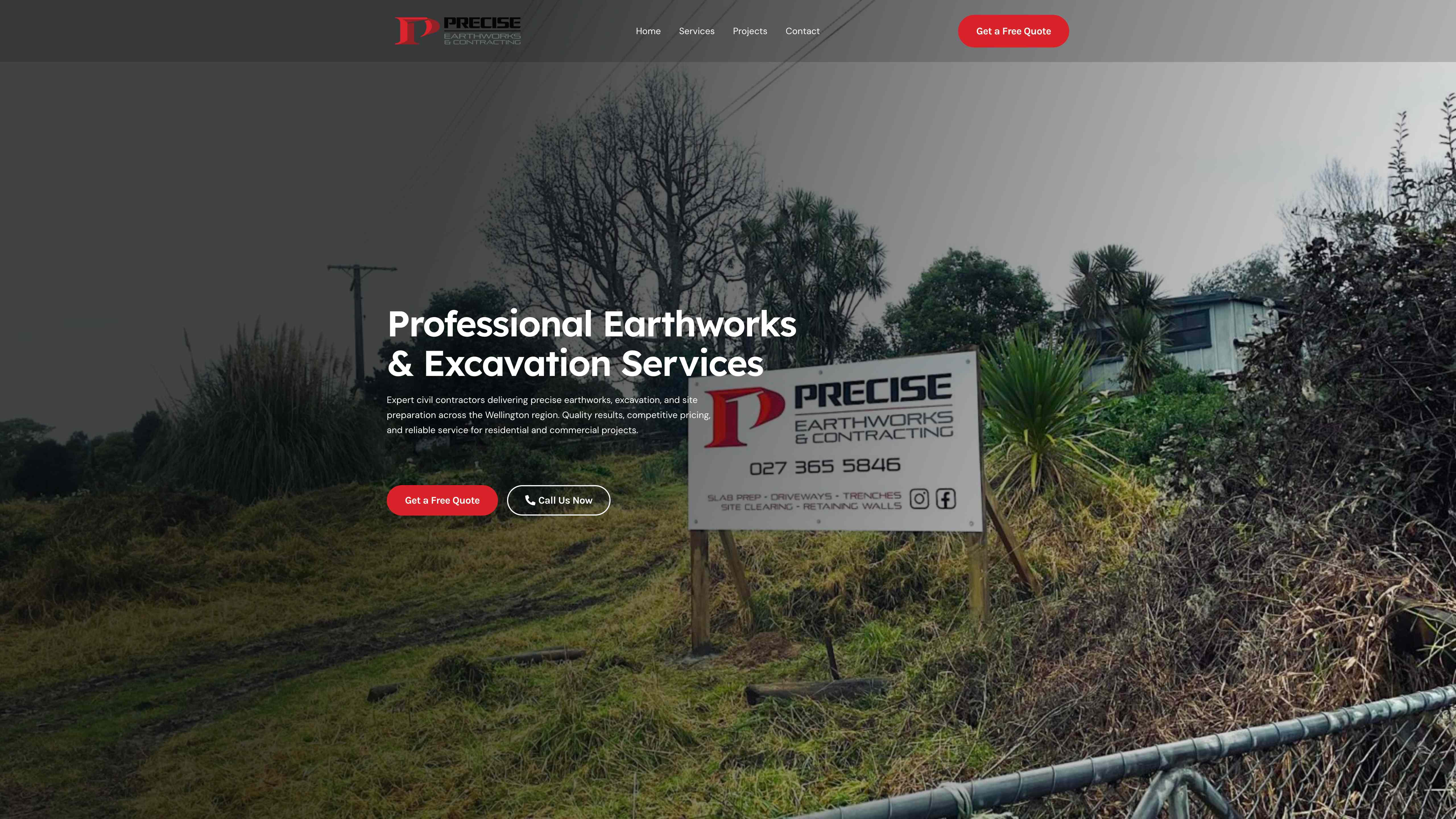 Precise Earthworks website screenshot