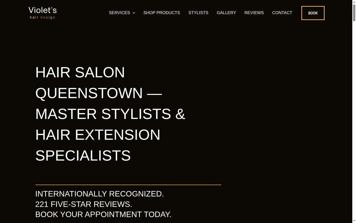 Violet's Hair Design website screenshot